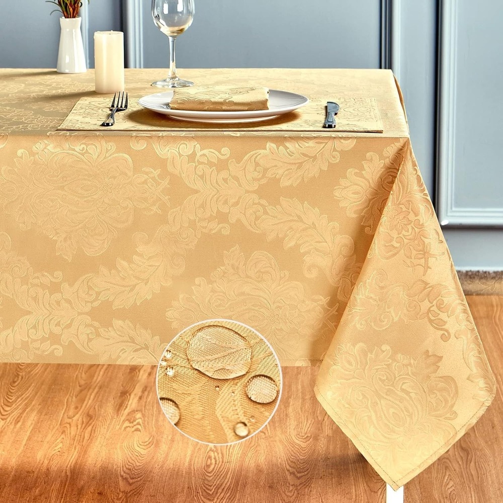 HomeJoy Rectangle Table Cloth Linen Farmhouse Stainproof Waterproof 60x144"